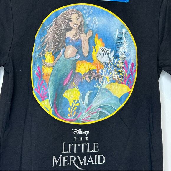 Disney NWT The Little Mermaid T-Shirt Black Graphic‎ Tee Ariel Medium - Picture 3 of 4